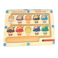 Magnetic Color & Number Maze - Montessori Wooden Color Matching Learning Counting Puzzle Board - Toddler Fine Motor Skills Toys for Boys Girls