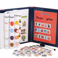 Educational Spelling Game Book Set, Magnetic Letters Learning Kit with Numbers, Colours, Fruits and Transport Cards