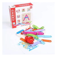 Wooden Letter Building Puzzle Set, Educational STEM Toy with 75 Pieces, Magnetic Alphabet Learning Board for Kids