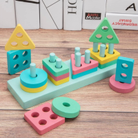 Wooden Shapes Geometric Board Blocks Toy