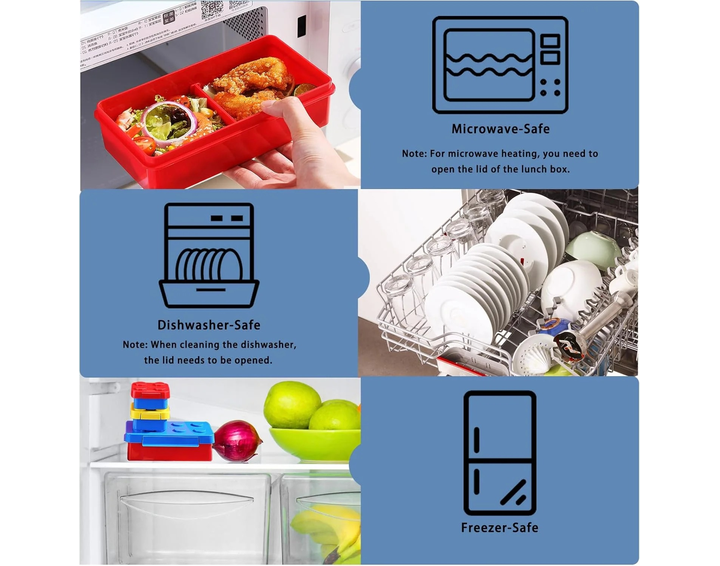 Lunch Box for Children, Lunch Box with Compartments, 1150 ml, Lunch Box, Leak-Proof Lunch Box for Schools, Picnics and Parks - Image 3