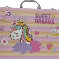 Unicorn Print Children Deluxe Art Drawing Set Art and Craftmini Suitcase, Drawing and Painting Set Best for Boys Girls Children