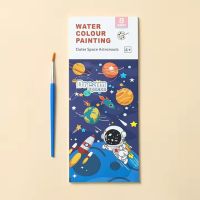 Water Colour Painting Book Space and Dinosaur Themes