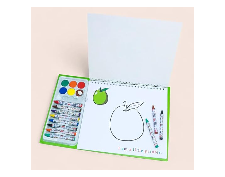 3D Kids Coloring Book Set with Watercolours and Crayons along with Brush, Ocean, Dinosaur and Space Themes, 3 Books - Image 2