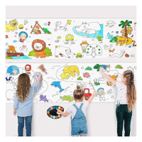 Kids Coloring Paper Roll Sheet Book Wall Stickers, 30X300 CM Large Coloring Poster for Toddlers, Art Paper Crafts Gift for Class Home Birthday Party