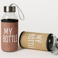 Glass Water Bottle With Cover glass Summer Use Bottle for Gym, Travel, Office, Sports,Home leak-proof air tight lid For Milk/Juice/Shake/Water 300 Ml Pack Of 1 - Multicolor