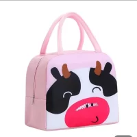 Aluminum foil thick thermal insulation bag for kids (Pink Cow) 1 pc