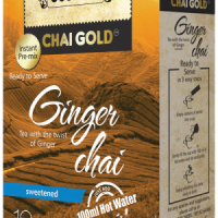 GeeBees Chai Gold Instant Premix Ginger Tea Low Sugar, Box of 10 Sachet