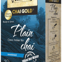 GeeBees Chai Gold Instant Premix Plain Tea Sweetened, Box of 10 Sachet