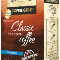 GeeBees Coffee Gold Instant Premix Coffee Sweetened, Box of 10 Sachet